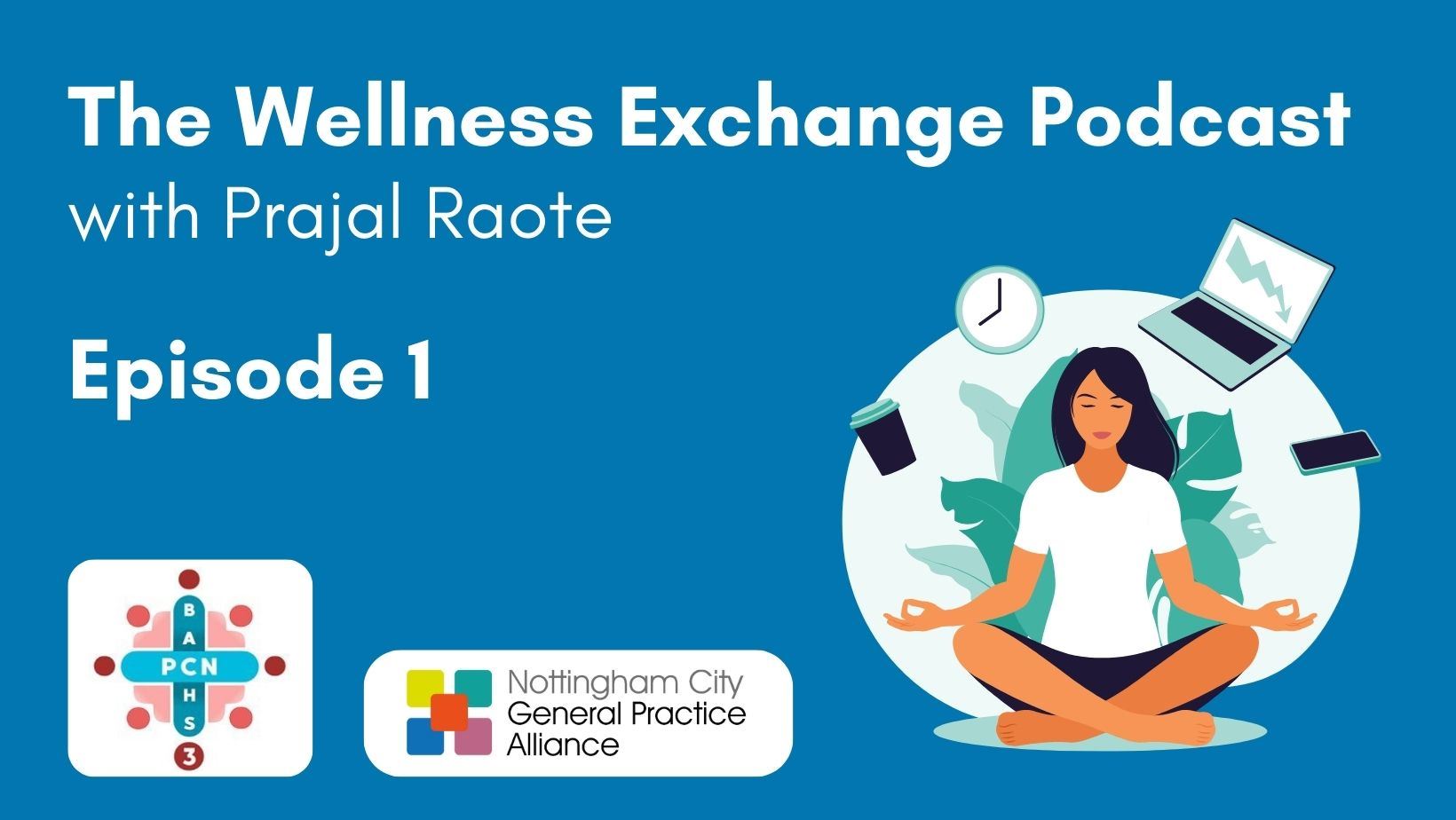 Text says "The Wellness Exchange Podcast" with Prajal Raote